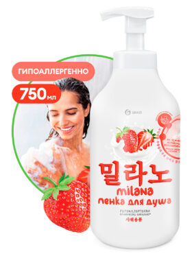 Dušivaht «Milana» maasikaekstrakti ja piimavalkudega (750 ml pudel)